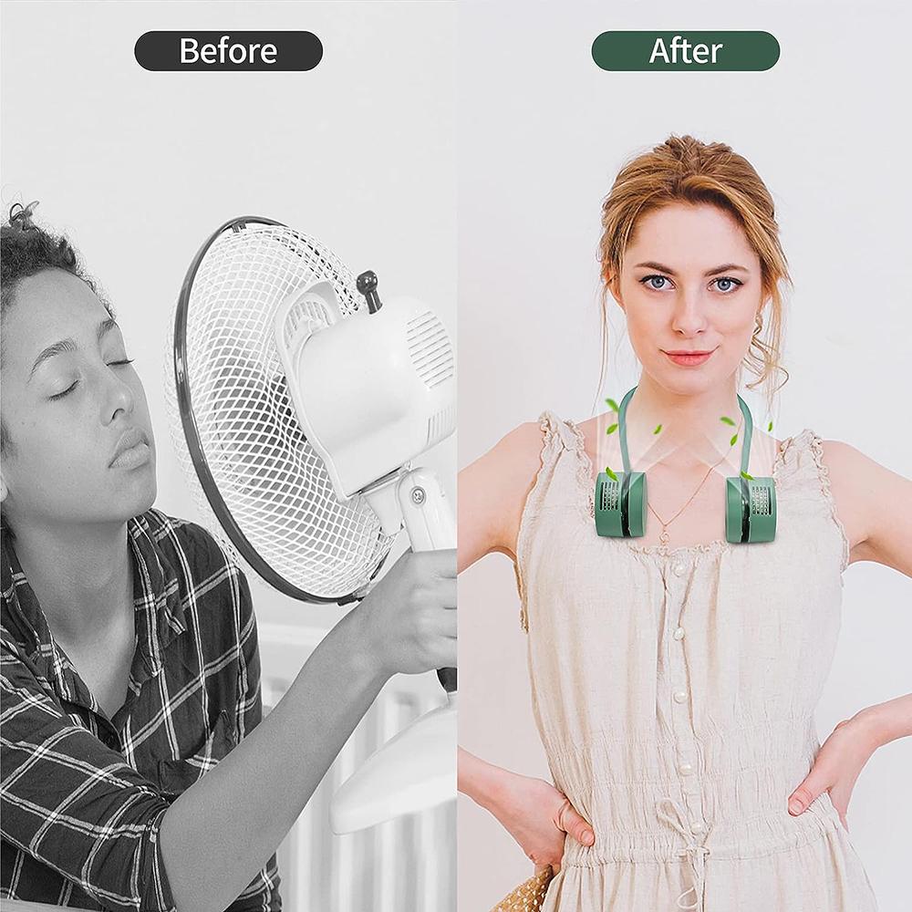 Portable Neck Fan Personal Neck Fan Hanging Neck Sports Fan USB Rechargeable Wearable Cooling Head Fan 360 Degrees For Travel Sp