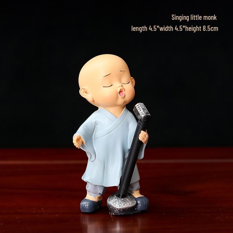 Zen Little Monk Resin Figurine: Creative Chinese Decor for Home or Entrance Table