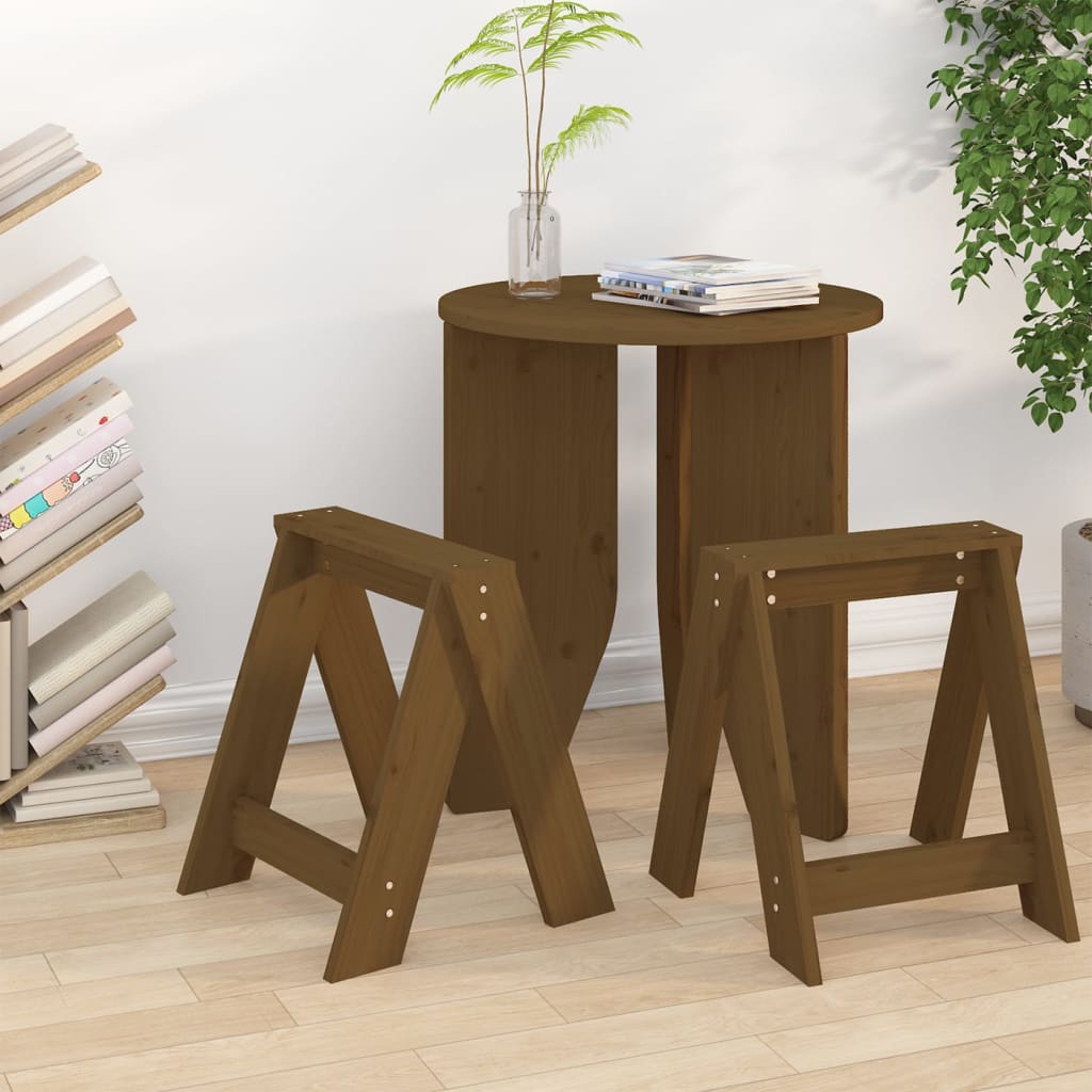 Stool Set 2 pcs. Honey Brown 40 x 40 x 45 cm Solid Pine Wood