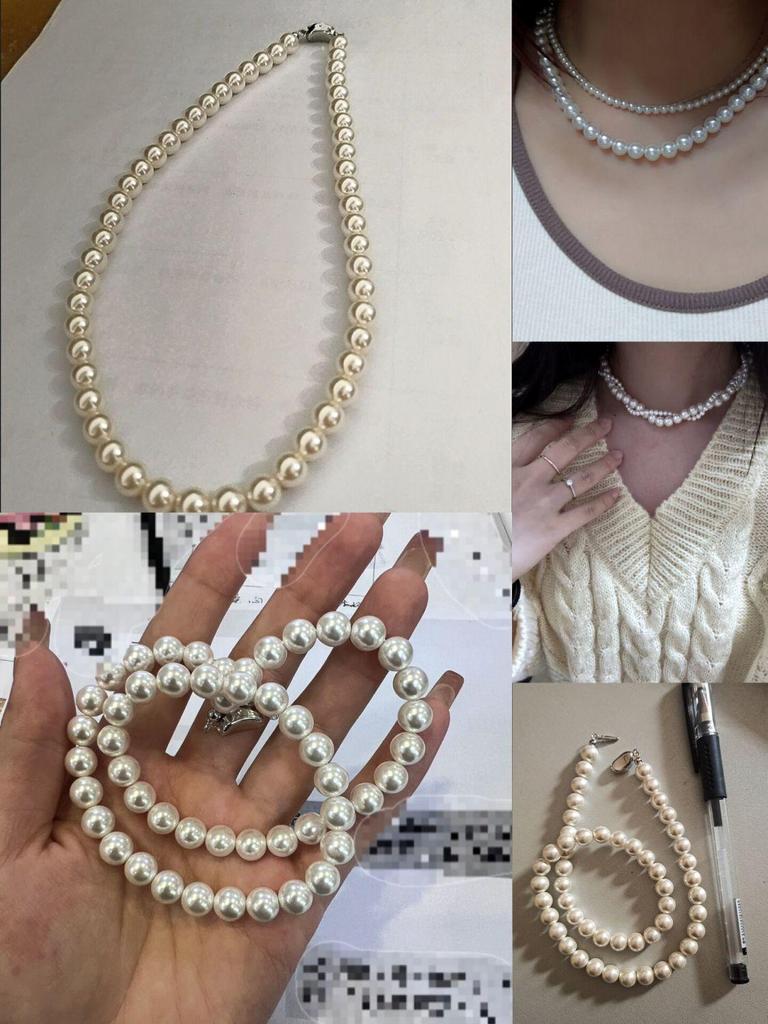 Shijia White Pearl Necklace - Elegant, Fresh, and Luxurious Shell Pearl Chain for Women