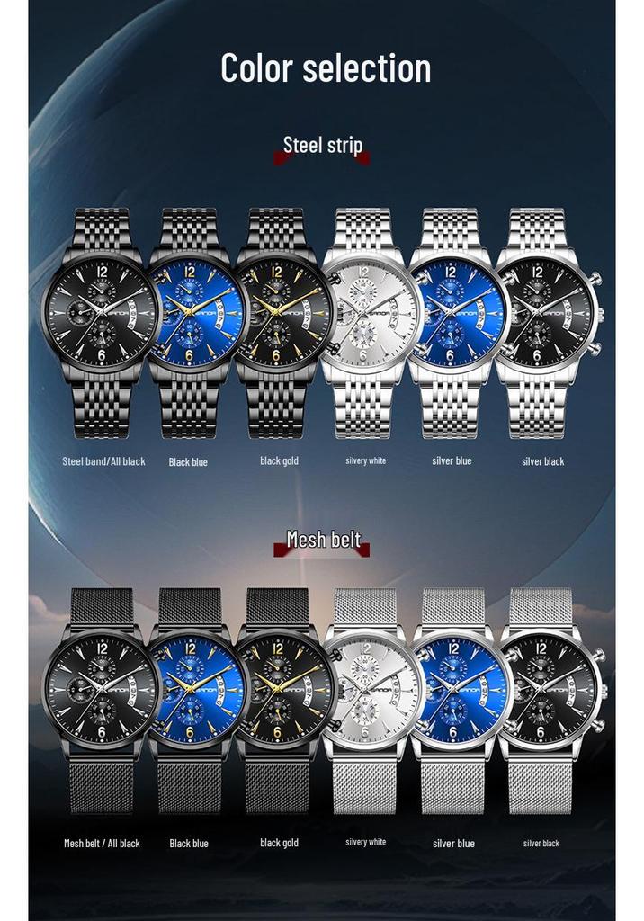 Sanda Retro Men's Waterproof Quartz Wristwatch with Small Seconds and Calendar - Fashionable Steel Band.