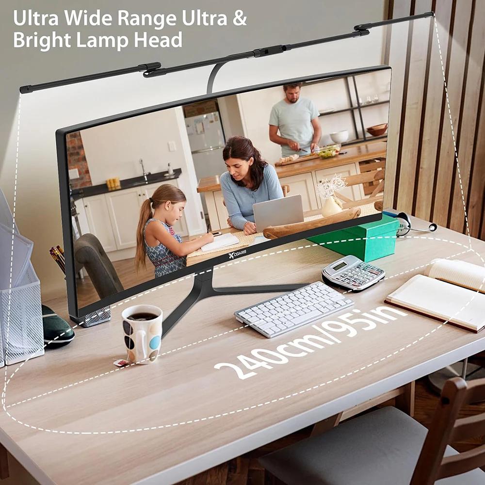 Led Desk Lamp with Clamp Architect Desk Lamp for Home Office Ultra Bright Auto Dimming PC Light Stepless Dimming Table Light