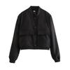 Moda damska z kieszeniami kurtki typu bomber kurtki vintage długi rękaw guzik z przodu casualowe damskie ubrania wierzchnie szykowne topy