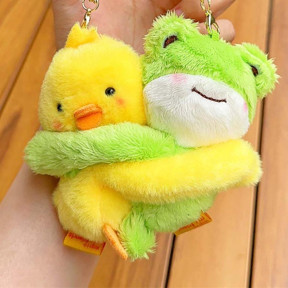 2pcs Kawaii Cartoon Couple Pendants Magnetic Plush Friendship Key Ring Hug Animal Key Buckle  Girls