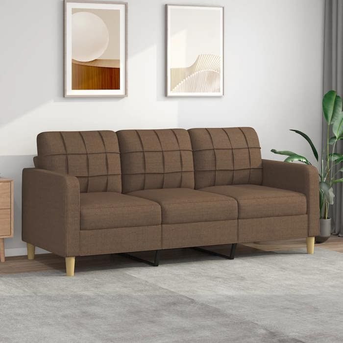 VidaXL Canapé à 3 places Marron 180 cm Tissu, canapé, canapé de salon, canapé à trois places, canapé rembourré, sièges de 359102