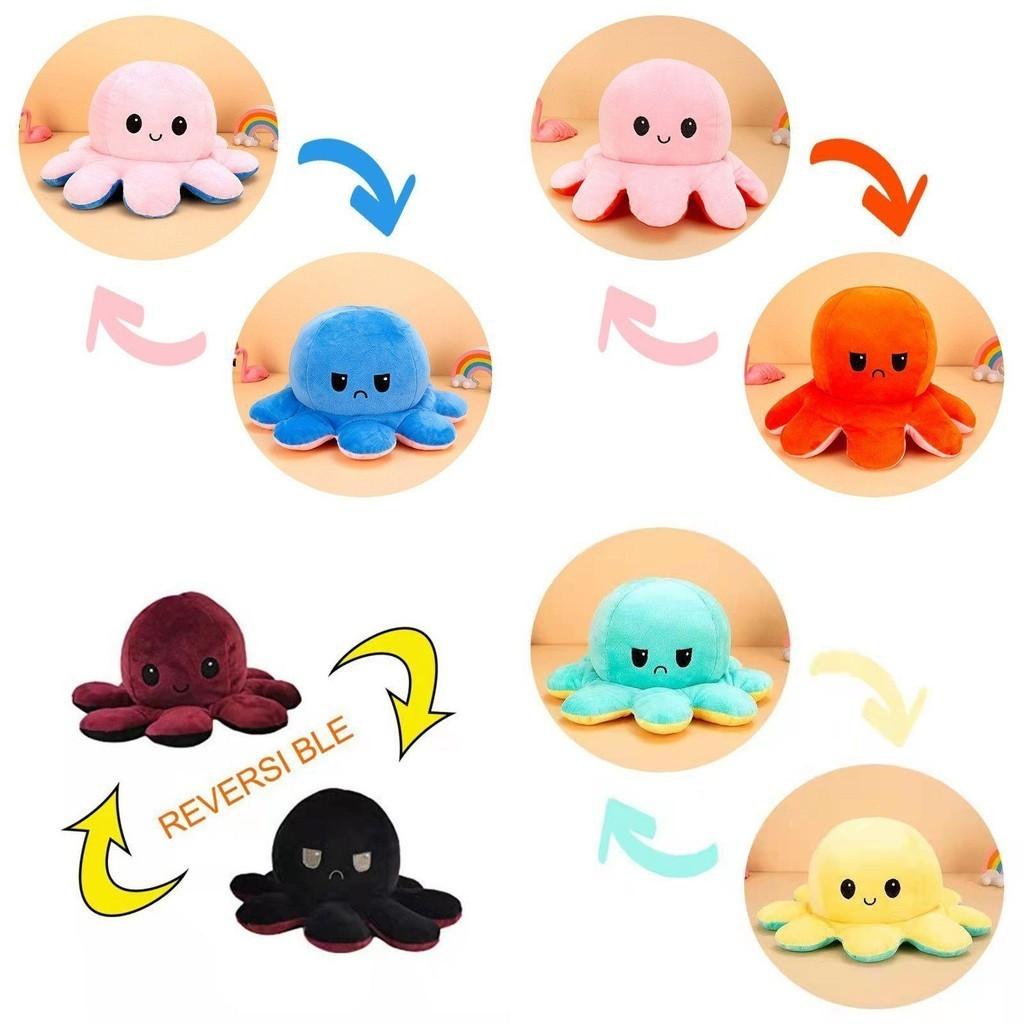 Entzückendes zweiseitiges Wende-Oktopus-Stofftier für Kinder mit weicher Textur