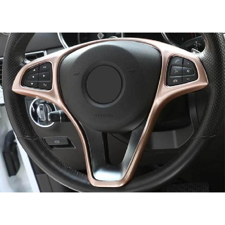 ABS Rose Gold Steering Wheel Frame Cover Trim 1X For Benz E-Class W213 2016-2018