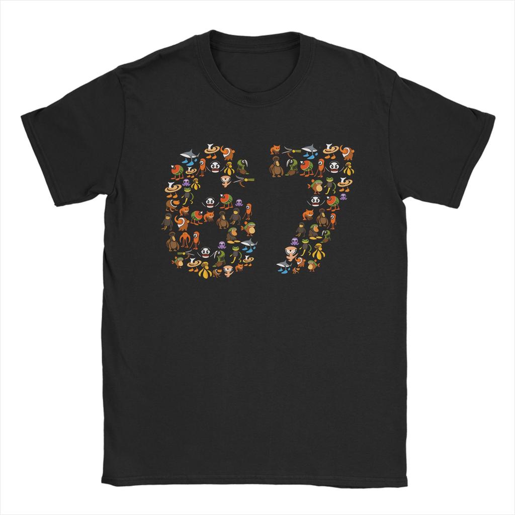 67 Six Seven Italian Brainrot Men T Shirt Novelty Tees Short Sleeve Crewneck TShirts Pure Cotton Gift Clothes