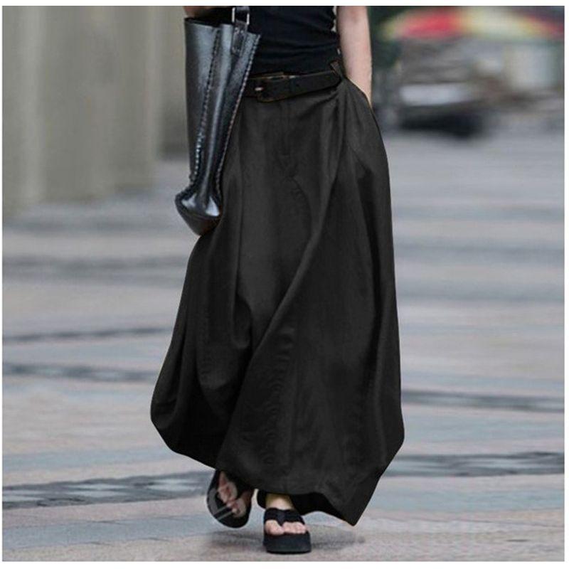Autumn Casual Long Skirt Women's plus Size A- line Skirt High Waist Slimming Dancing Long Swing Skirt