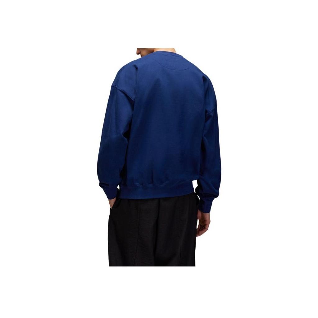 Y-3 Solid Color Round Neck Drop Shoulder Long Sleeve Sweatshirt Men Sweatshirt Dark-Blue JM7867