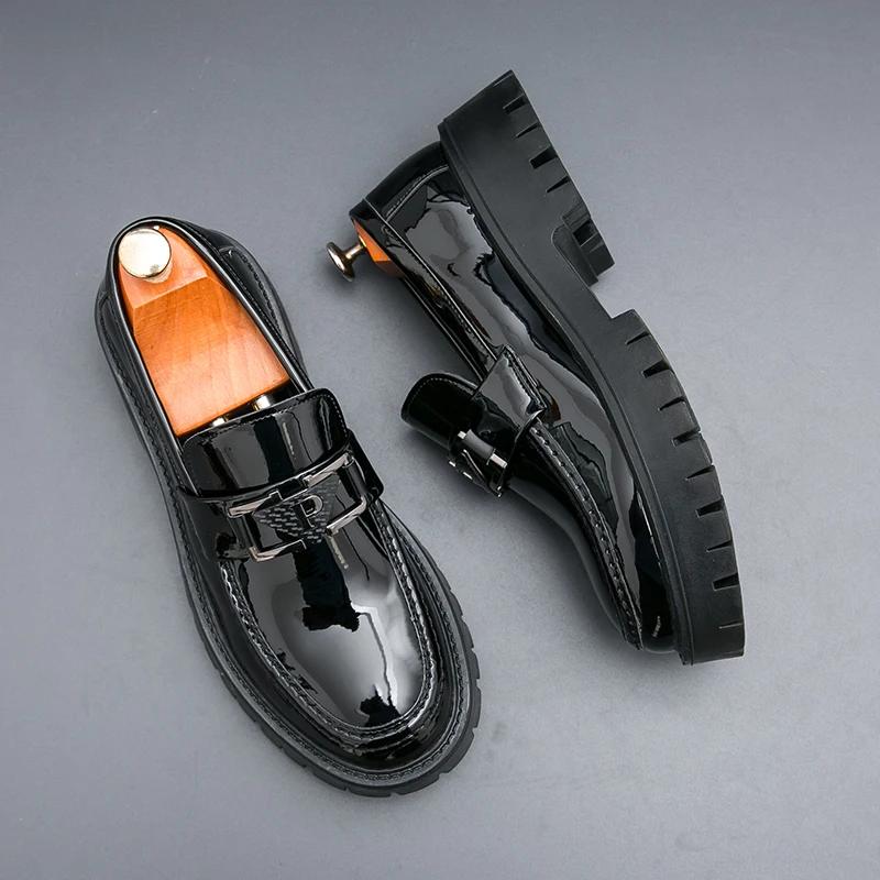 New Trend Stylish Men's Loafers Soft Moccasins Punk Style Casual Leather Shoes Thick Bottom Male Dress Flats Abiye Driving Shoes