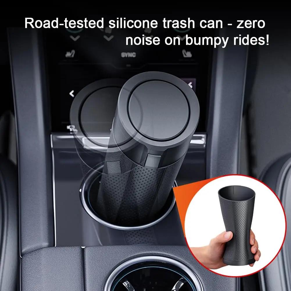 Waterproof Car Trash Container with Lid Leak Proof Portable Garbage Can Auto Vehicle Multifunctional Organizer Bin