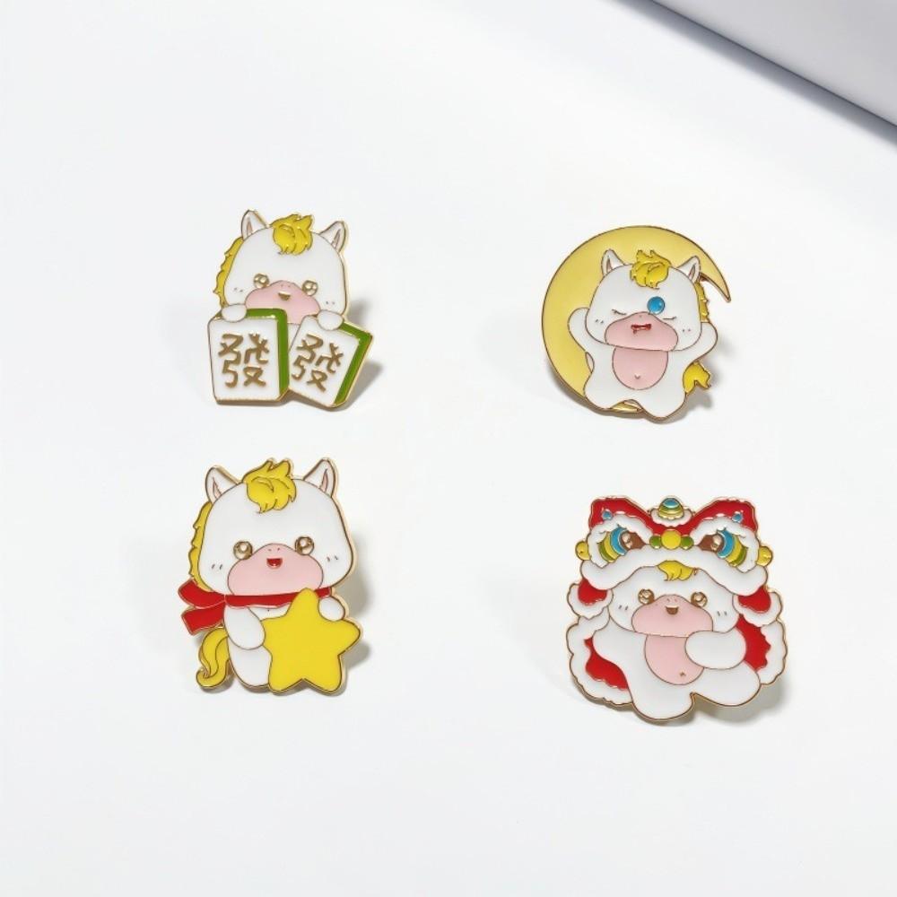 Cartoon Metallross Brosche Zink Zink Zinklegierung Tierbrosche Kreative Tierkreiszeichen Pferd Brosche Neujahrsgeschenk