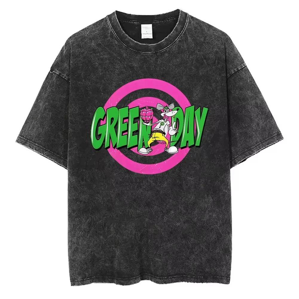 New Arrival Mens Clothes Tee Shirt Homme Graphic TShirts Men Tshirt for Men Ropa Hombre Washed Vintage Punk Band Green Day