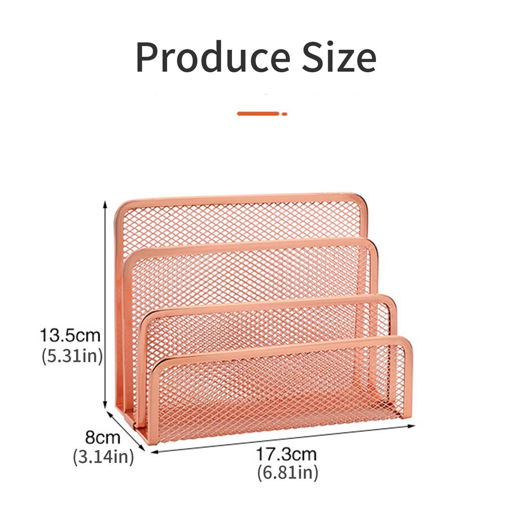 Desktop File Sorter Organizers 3 Compartments Metal Mesh Mail Sorter Space Saving Desk Book Magazine Stand 173x80x135mm