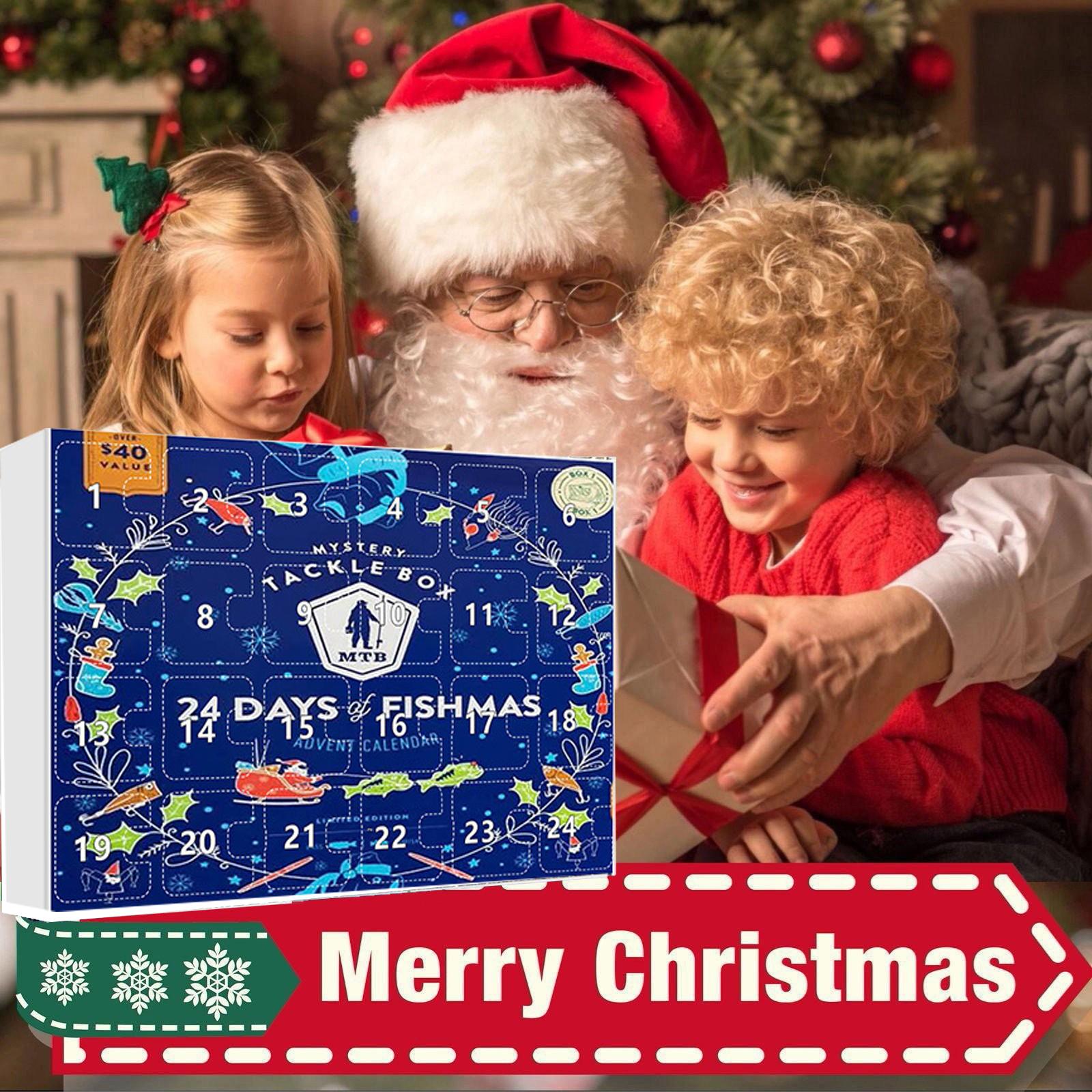 

24 шт Адвент-календарь Рыбалка Рождественский обратный отсчет, рыболовные снасти Адвент-календарь для рыбалки Взрослые мужчины Подростки Мальчики, Рождественский сюрприз-подарок One Size