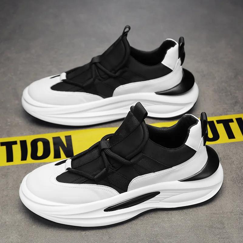 Men's Spring New Breathable Lightweight Soft Soled Sports Shoes, Fashionable Thick Soled Height Increasing Casual Shoes