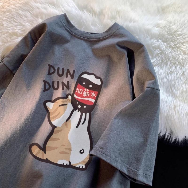 

Short Sleeved T-shirt Men Women Summer 2025 New Simple Loose Couple Style Half Sleeved Casual Versatile Oversized Top S