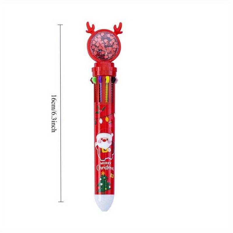 1pc For Christmas Gift Ballpoint Ten Color Pen Santa Claus Stationery Decor Merry Christmas Home Xmas Ornament Pen Holiday Ballpoint Pen Cute Press St