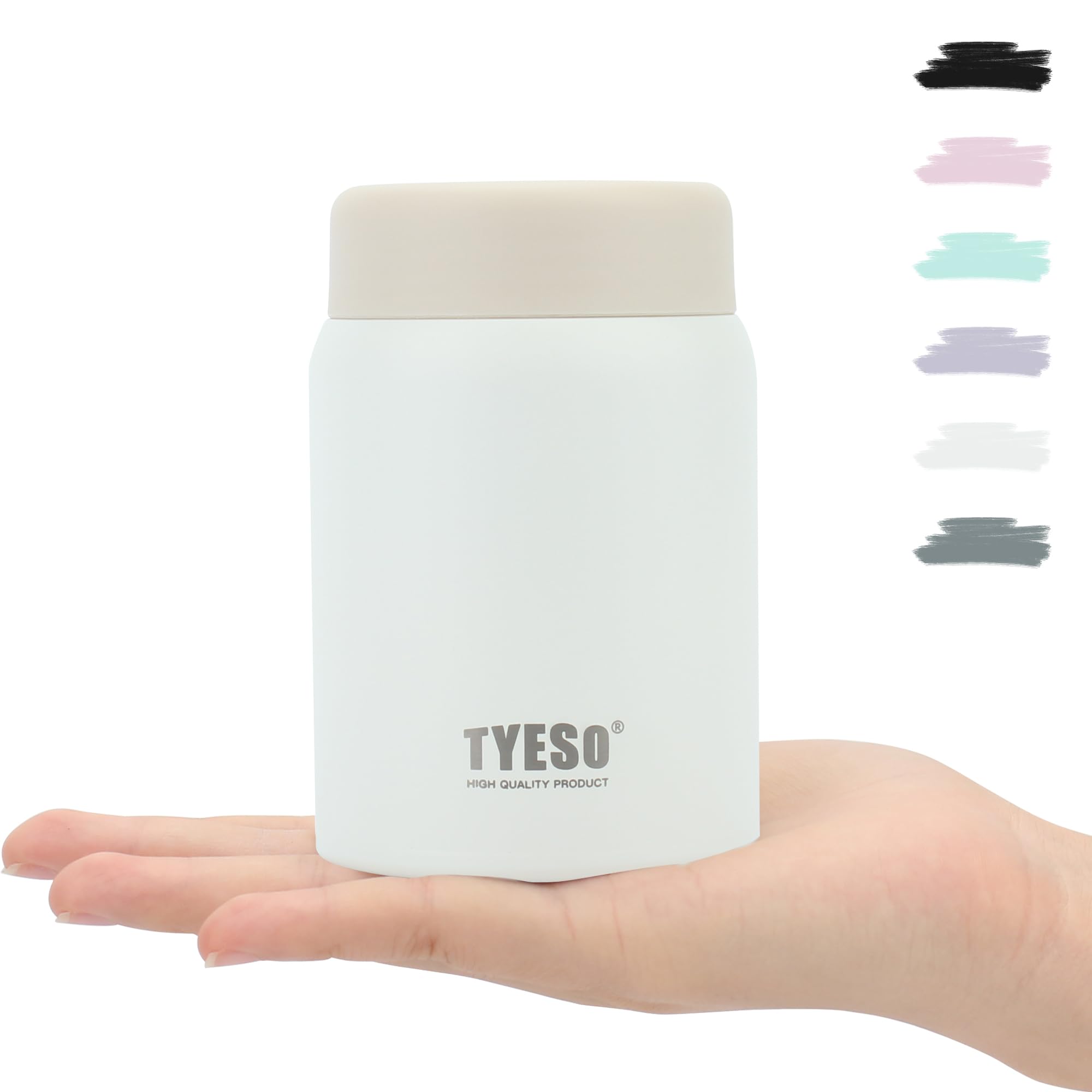 

TYESO Soup Jar, 280ml, Small, Vacuum Insulated, Keeps Hot or Cold, Lightweight, Compact, Palm-Sized, Cute, Stainless Steel, Perfect for Lunchboxes,