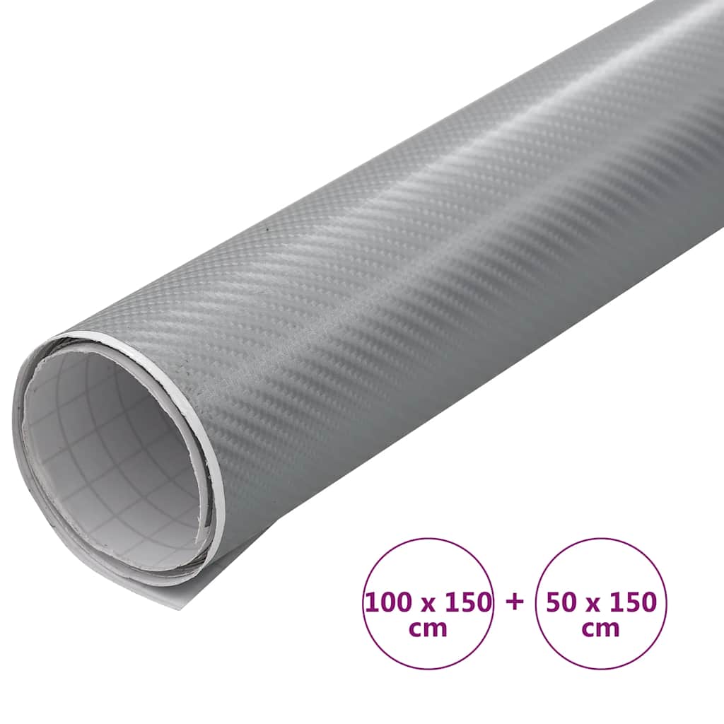 Car Wrapping Film 2 pcs 4D Silver 100x150 cm + 50x150 cm
