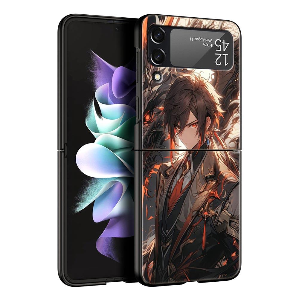 Genshin impact dragon Zhongli Case for Samsung Z Flip 3 4 5 Folding Mobile Shell For Samsung Z Flip3 Flip4 Flip5 PC Hard Cover
