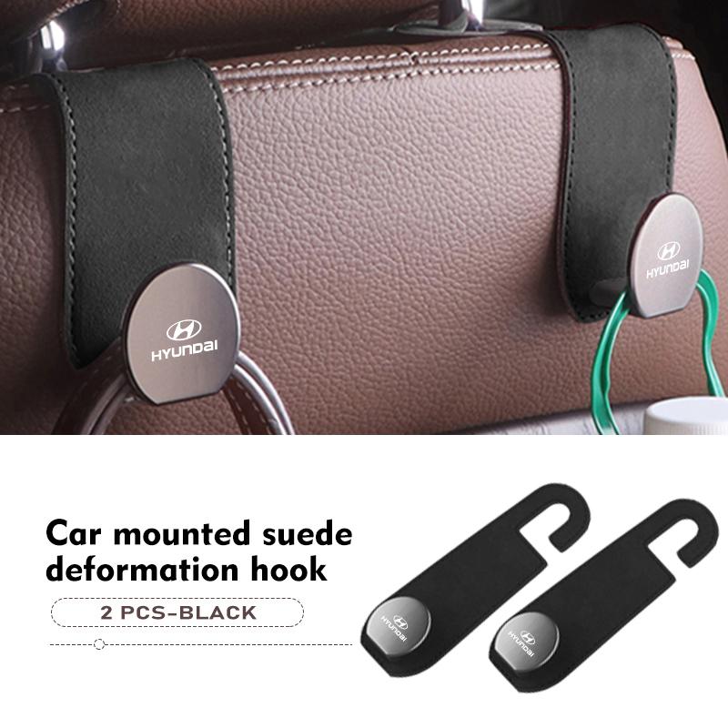 For Hyundai Car Headrest Hook Suede Rear Seat Hanging Dual Hook Auto Accessories Ioniq Sonata Elantra Solaris Creta Accent TT1
