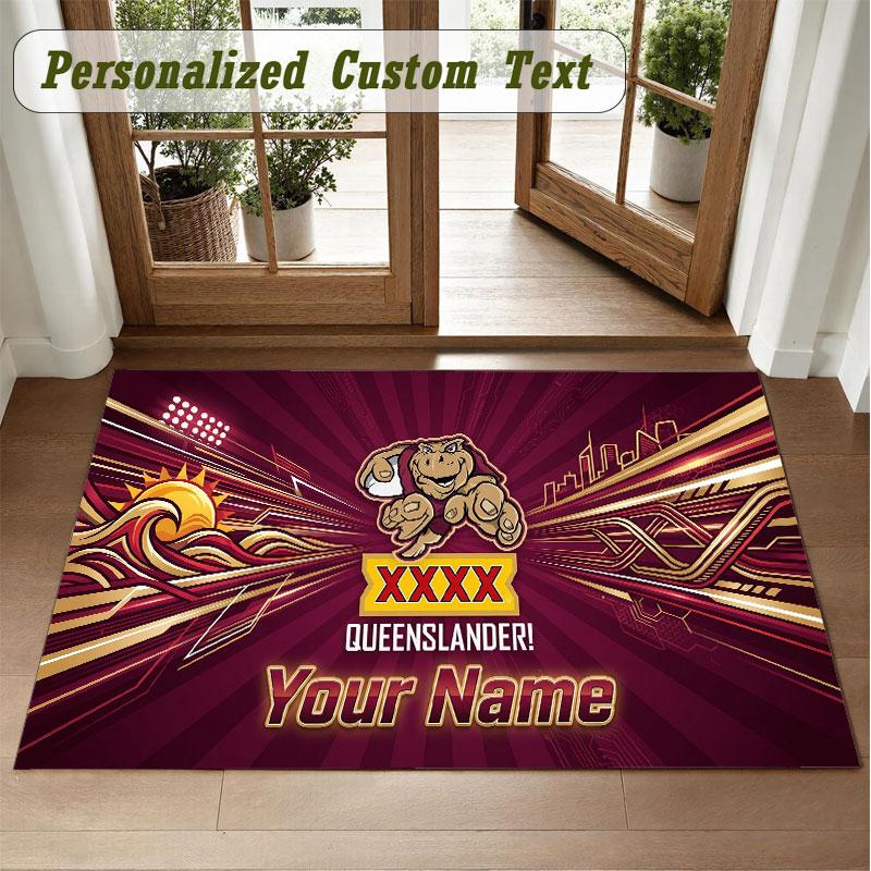 Crystal Velvet Square Rug Custom NameQueensland Maroons Pattern Non Slip Home Floor Decor Rug