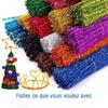 100pcs New 30cm Glitter Chenille Stems Torsion Bar Wool Top Tinsel Stems Christmas Wired Sticks