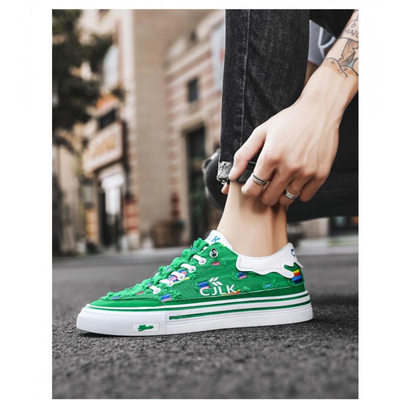 Mens Breathable Canvas Slip-On Sneakers Low Top Casual Shoes Daily Wear