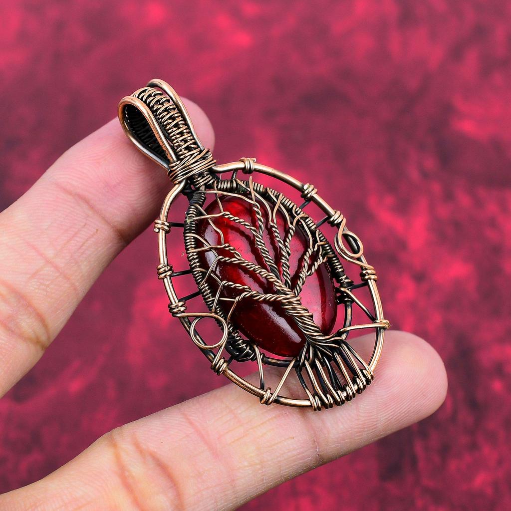 Tree Of Life Red Fire Labradorite Pendant Copper Wire Wrapped Handmade Pendant Antique Jewelry Gemstone Pendant Copper Jewelry Wedding Gifts