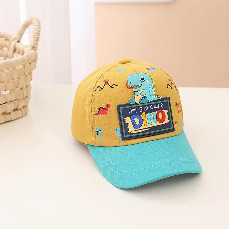 Cute Cartoon Dinosaur Baby Hat For Boys Girls Kids Baseball Cap Adjustable Outdoor Sun Hat 52-54cm жёлтый