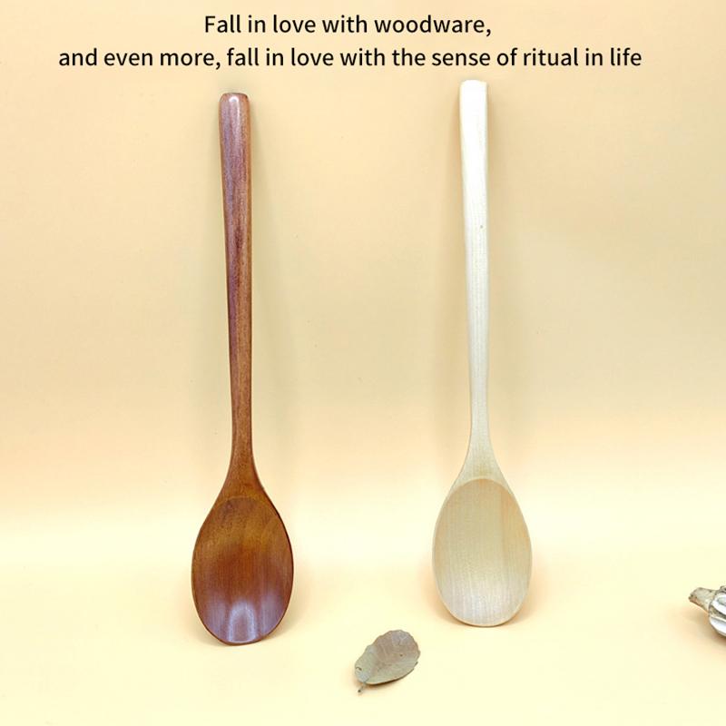 1 Piece Wooden Spoon Bamboo Kitchen Korean Style 9 Inch Natural Wood Soup Tableware Cooking Honey Coffee Spoon Mixing Spoon4
