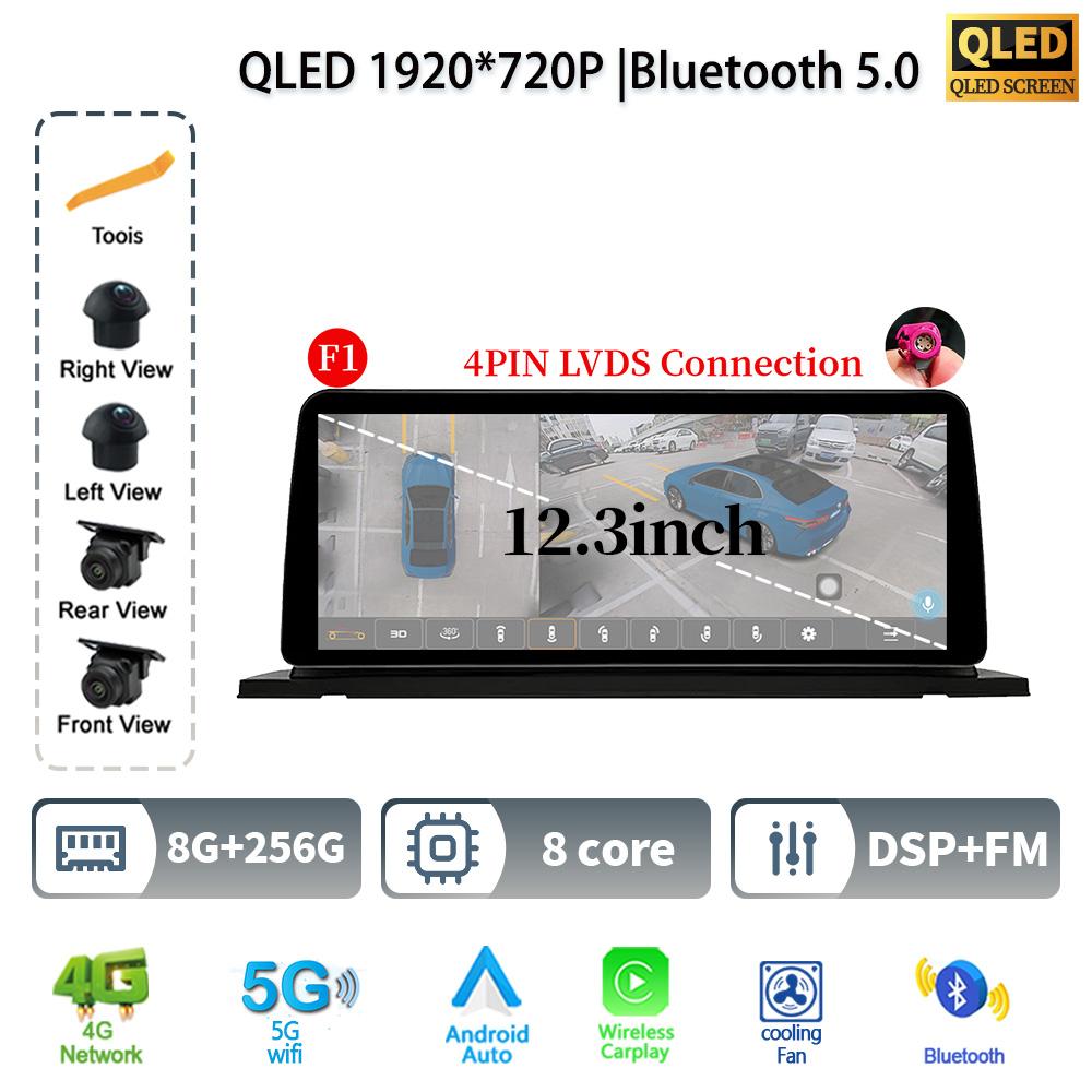 12.3" For BMW 5 Series F07 GT 2011-2017 Android 14 Car Radio Multimedia Stereo 4G GPS Navigation WIFI Wireless BT CarPlay Screen