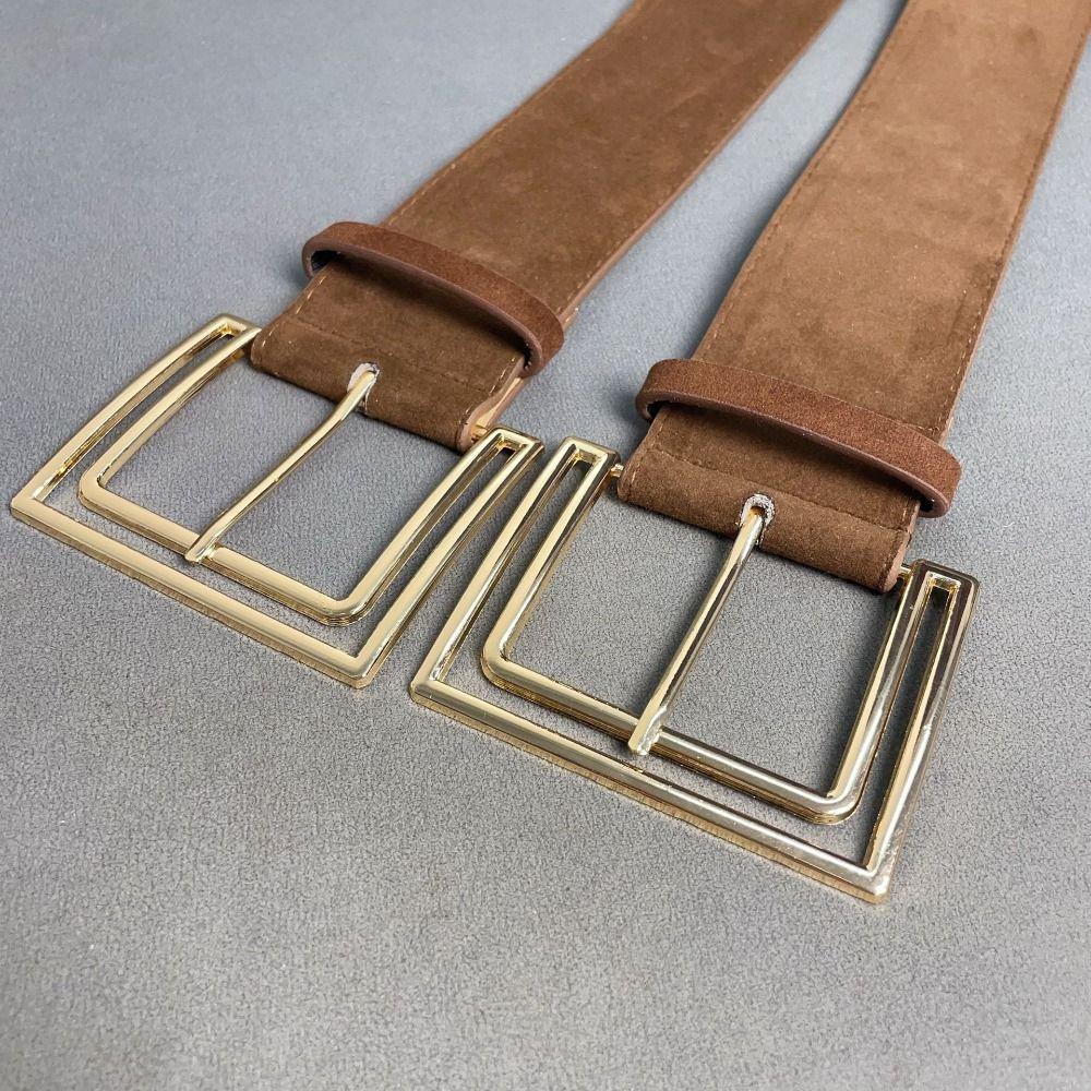Pin Buckle Suede Leather Belt Versatile Wide Waistband Women Waist Belt  Coat Skirt Decoration