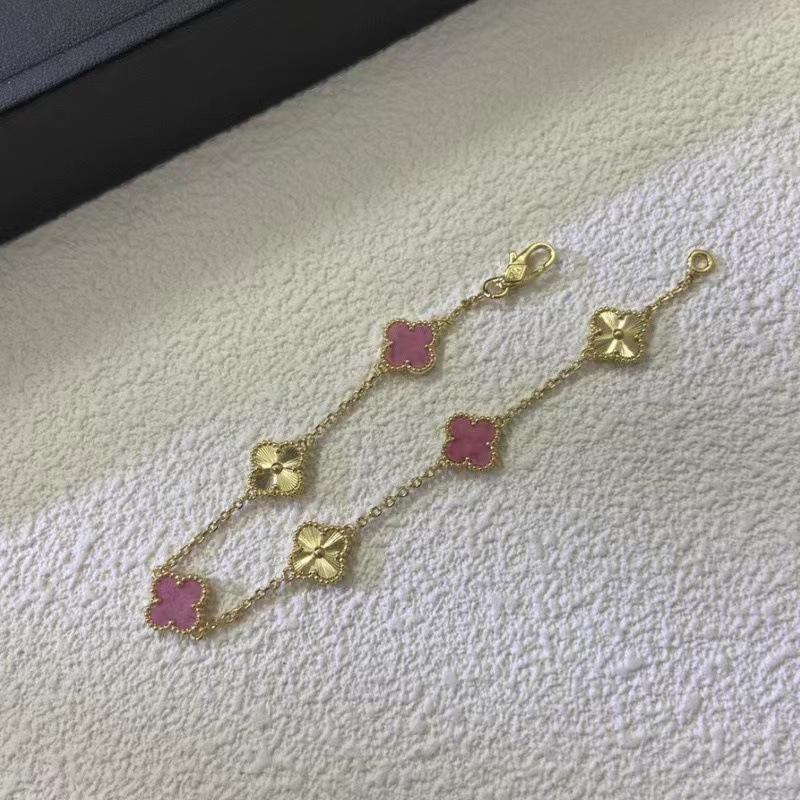 9MM Mini Six-flower Four-leaf Clover Bracelet White Mother-of-pearl Purple Chalcedony CNC Craft Simple and Versatile High-end Bracelet