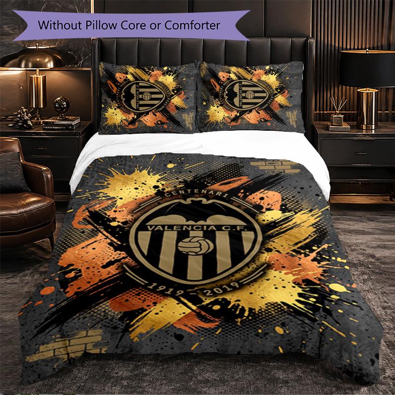 Valencia FC Themed Bedding 3Pcs Duvet Cover Set Decorative Bed Linen For Teen Room Home Decoration
