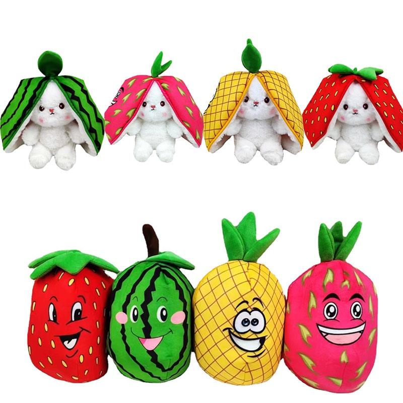 Cute Strawberry Bunny Plush Toy Soft And Fluffy Stuffed Animal For Kids And Girls