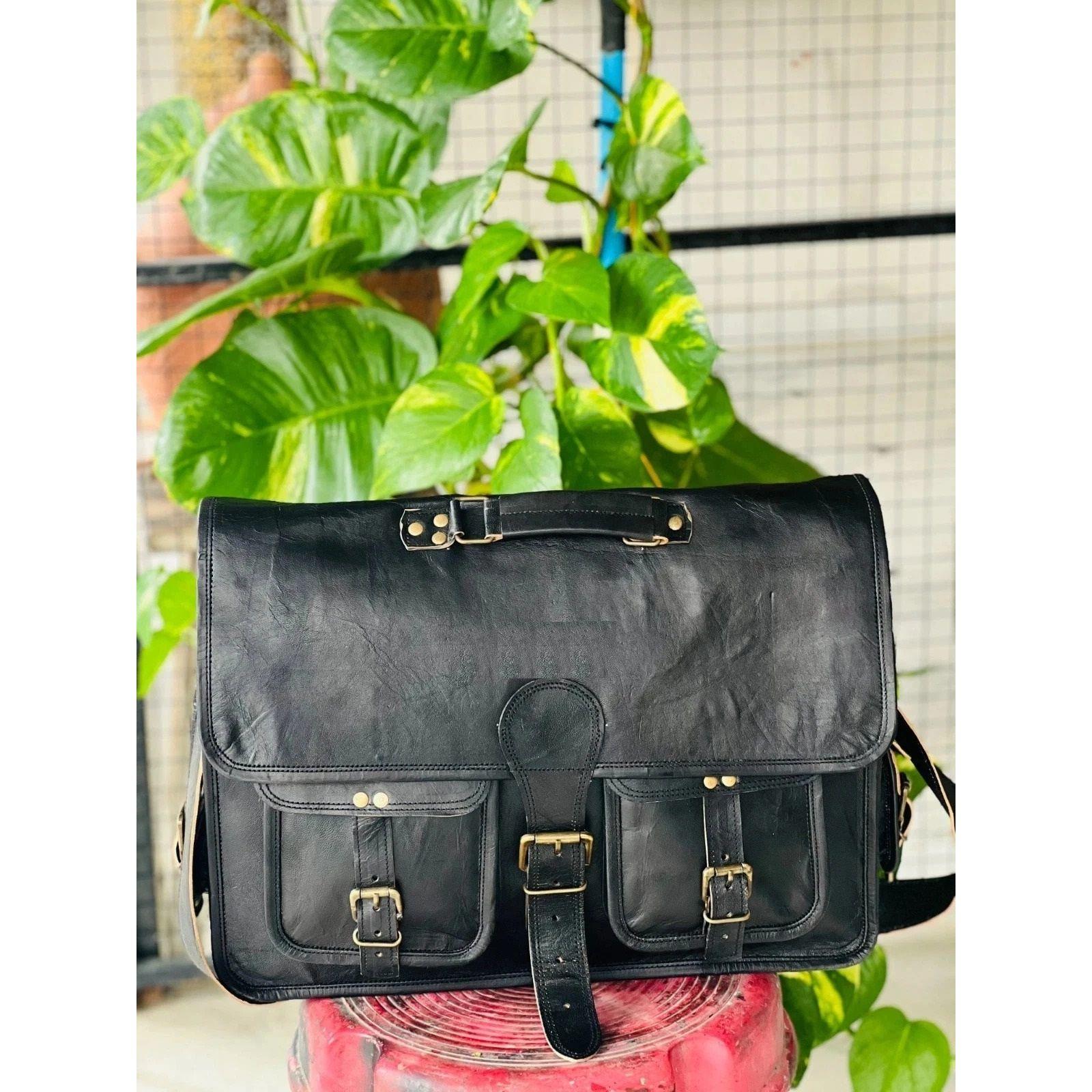 

Смелая кожаная сумка-мессенджер для ноутбука Ручной работы Портфель Сумка через плечо 18 x 14 x 6 in