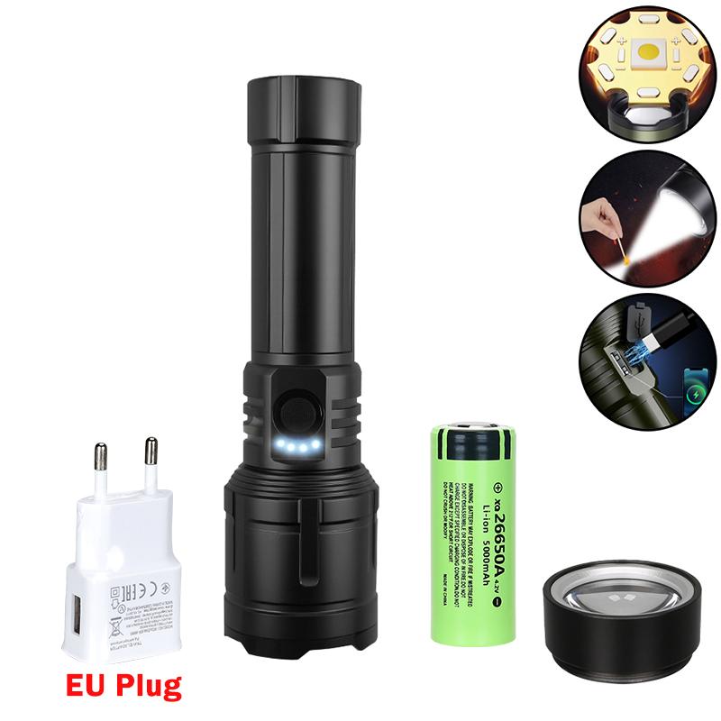 3000LM Led Flashlight Outdoor Zoom Rechargeable Waterproof Flashlights Strong Light Focused Light Source Can Light a Flame