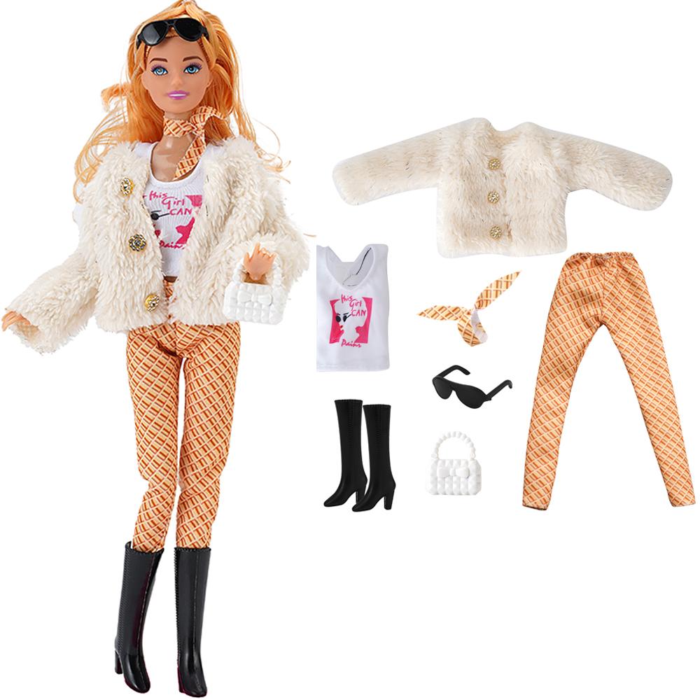 11,5 Zoll Puppe Pelzmantel Winteranzug 1/6 Puppenkleidung 30 CM Puppen Zubehör Möbel Modepuppe Kleid 1/6 Puppenhaus Spielzeug JJ