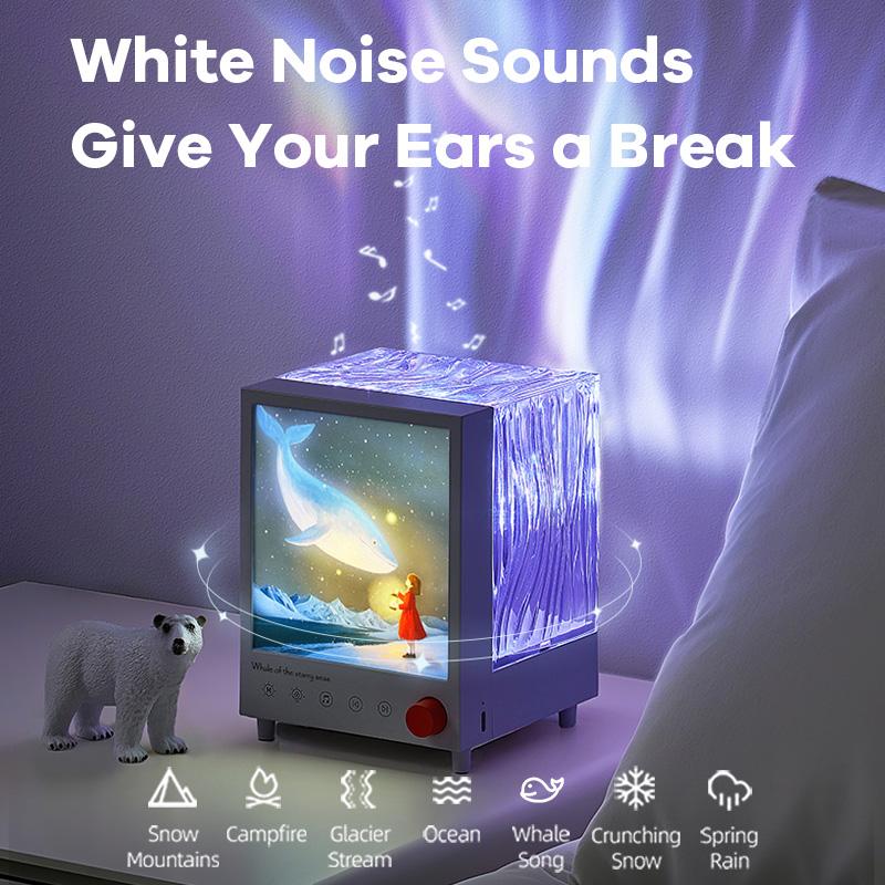 Aurora Projector Table Night Light With 3D Surround Sound Bluetooth Speaker White Noise Table Decoration Lamp For Christmas Gift