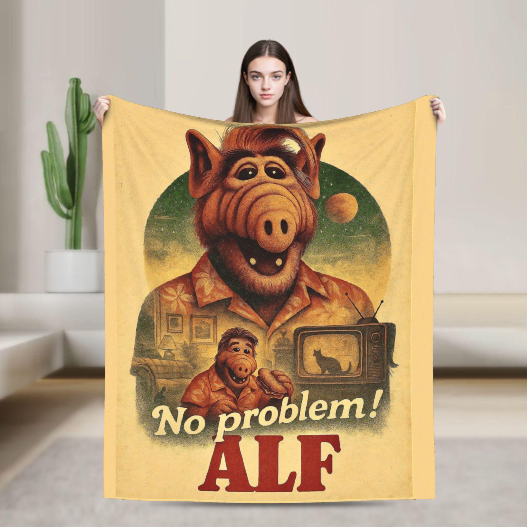 

Тепла М яка Ковдра Подорожня Офісна Alf 90-ті Серіал Постільна Білизна Пледи Фланелева Покривало Для Вітальні З Принтом Покривало На Розкладний Диван 80x60in