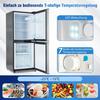 106L Energy-Saving Mini Fridge, 60L Fridge and 46L Freezing Machine, 7 Temperature Settings, Silver Color Door, Black Body, Led Lighting, Adjustable