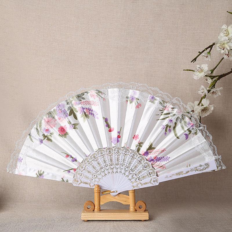 Faltfächer im Vintage-Stil aus Seide und Spitze, Muster im chinesischen Stil, Kunsthandwerk, Geschenk, Heimdekoration, Schmuck, Tanz-Handfächer
