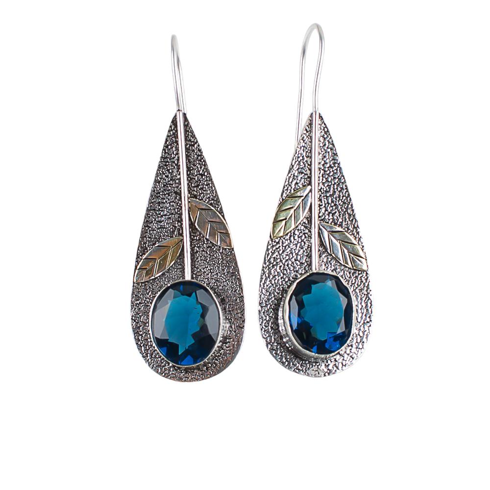 London Blue Topaz Gemstone 925 Sterling Silver Jewelry Handmade Earrings 2.00" EE-72-3