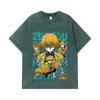 275 GSM Washed T-shirts 100% Cotton Demon Slayer V100 Zenitsu Print Unisex Heavy Cotton T Shirt