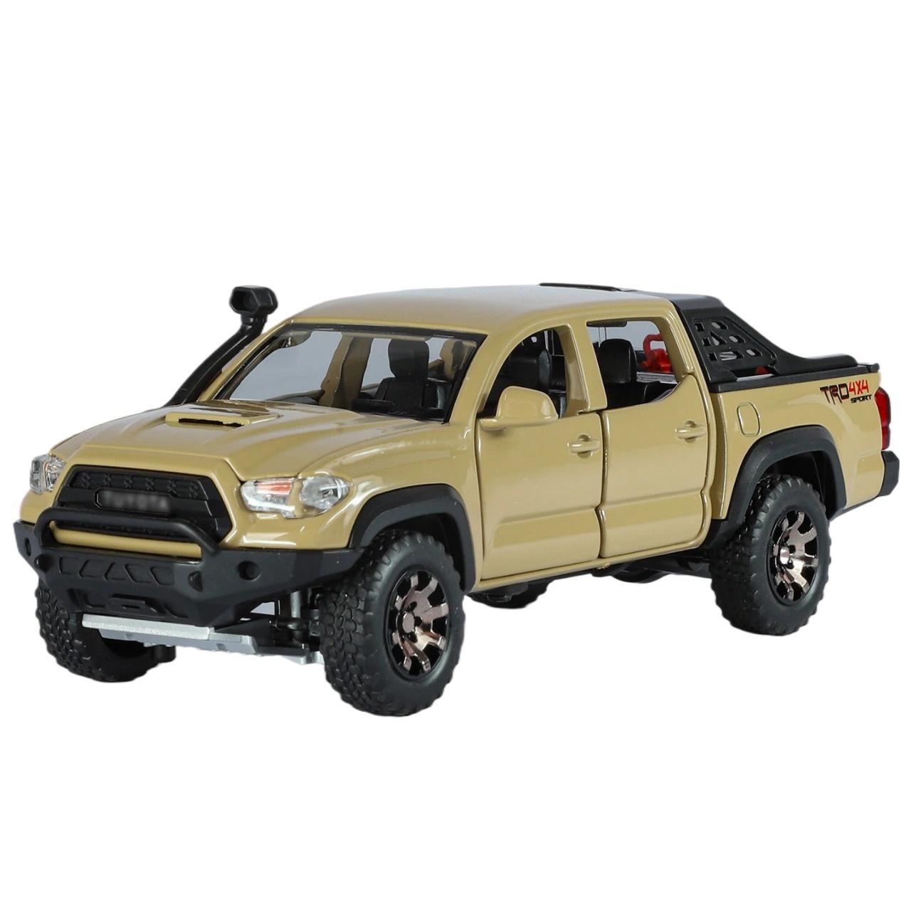 1/32 Toyota Tacoma Сплав Пикап Модель Машины Литые Металлические Внедорожники Модель Машины Высокая Симуляция Звук и Свет Детская Игрушка Подарок жёлтый