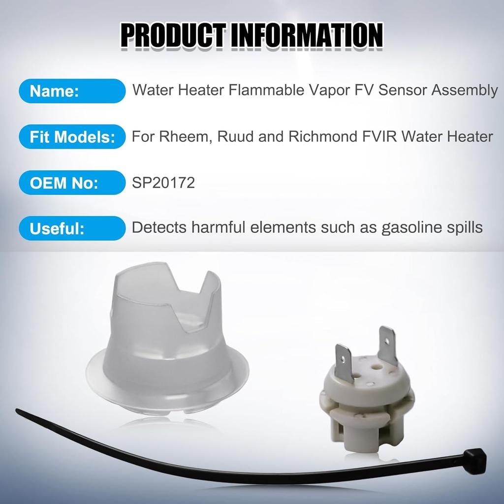 SP20172 Water Heater Flammable Vapor FV Sensor Assembly Kit, Compatible with Rheem Ruud and Richmond FVIR Water Heaters, Comes with AP13447-3 FV