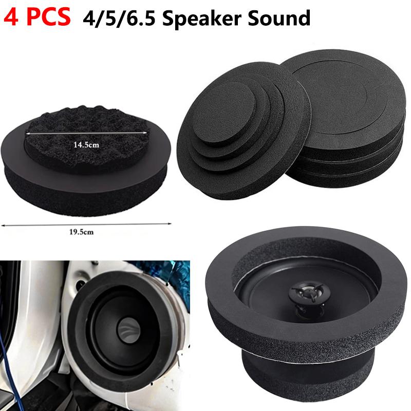 4PCS 4/5/6.5 Inch Car Speaker Sound Insulation Ring Cotton Bass Door Trim Soundproof Auto Interior Accessories Foam Universal